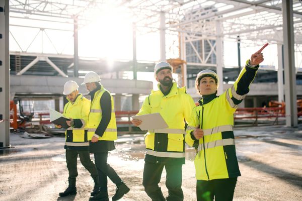 Engineers coordinating structural steel and facade design